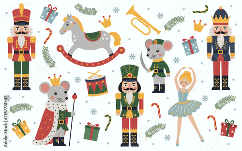 Nutcracker Characters Christmas Set Cartoon