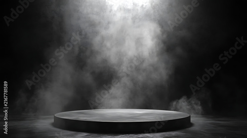 Misty steam in dark room