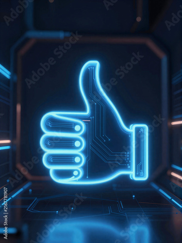 Neon tech thumbs up