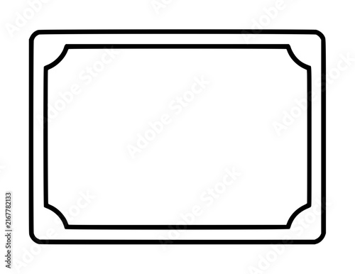 Foto Minimalist desk blotter vector icon featuring a clean rectangular frame with decorative notched corners, perfect for office stationery, professional document borders, and elegant label designs