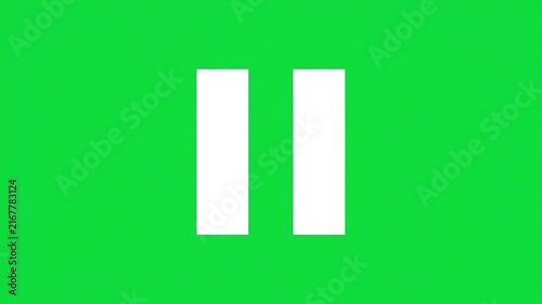 Glowing pause icon with abstract digital graphics on dark background