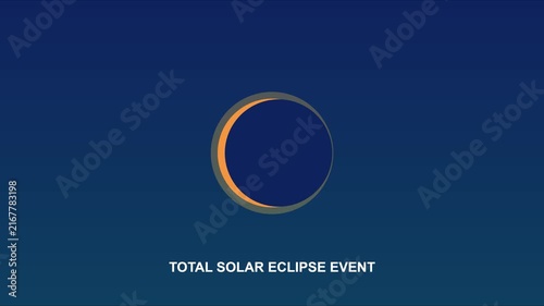 Total solar eclipse event animation: minimalist celestial phenomenon for astronomy and science education 4k