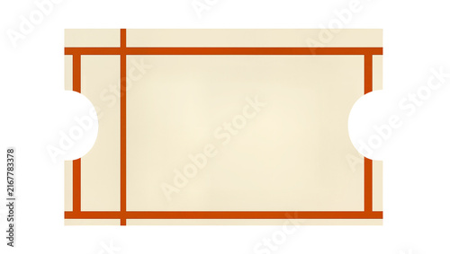 Bild auf Leinwand Cream colored ticket with orange border lines, isolated on transparent backgroun
