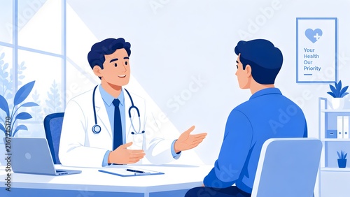 Doctor, patient, woman aesthetic flat lay composition on a soft neutral background
