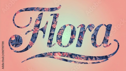 Name art Flora is artfully designed with a floral pattern and a soft gradient background, evoking a sense of natural beauty and elegance.