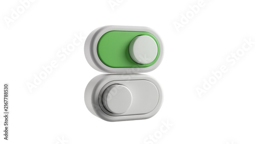 Foto Two toggle switches one green and one grey, isolated on transparent background
