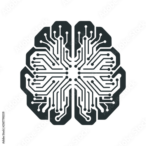 Artificial Intelligence Brain Circuitry Symbol.