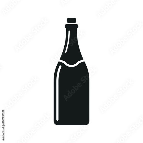 Black Silhouette of a Bottle with Cork.