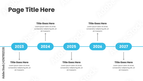 presentation infographic page. landscape slide on white background. yearly roadmap plan.