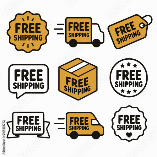 A set of hand-drawn doodle style icons featuring various promo code labels and tags.