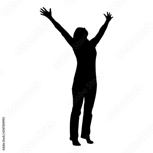 Canvas Print Silhouette of a Person with Arms Raised in Celebration.