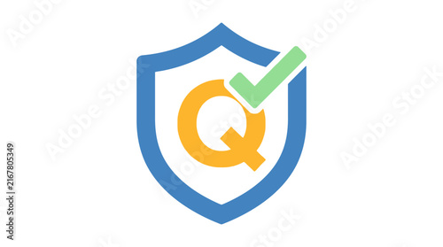 Letter Q Logo Shield Icon With Green Checkmark Quality Security. SVG Editable. Vector Illustrations.