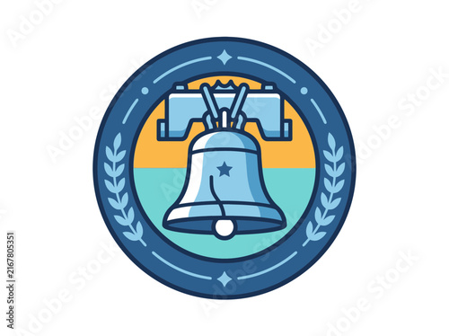Liberty bell emblem icon badge vector illustration. SVG Editable. Vector Illustrations.