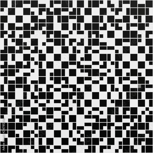 Monochrome texture - A minimalist black and white abstract pattern featuring a pixelated geometric grid and digital mosaic style for modern tech