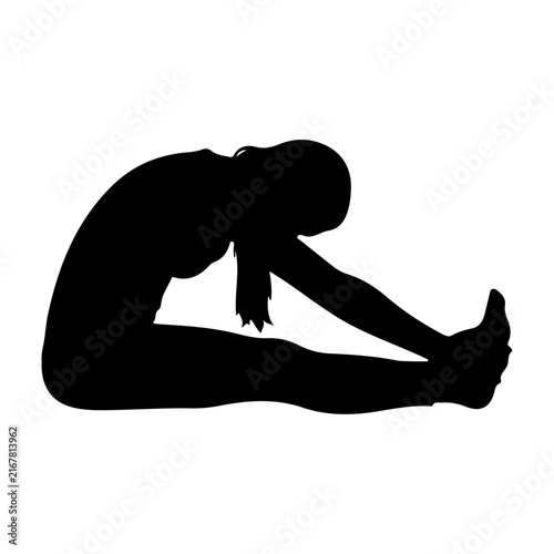 Silhouette of Person Performing Yoga Stretch.
