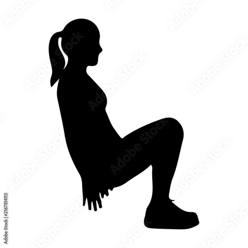 Silhouette of Woman Performing Squat Exercise.