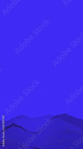 Blue digital wireframe terrain mesh background for futuristic tech presentation