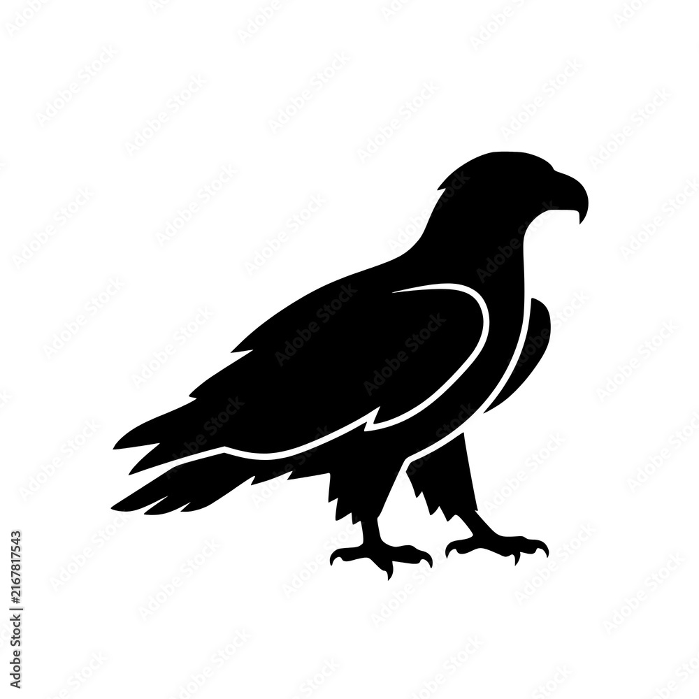 Fototapeta premium Bald eagle standing pose silhouette vector transparent png