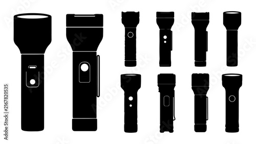 Photography Collection of LED Flashlights in Various Sizes and Designs.