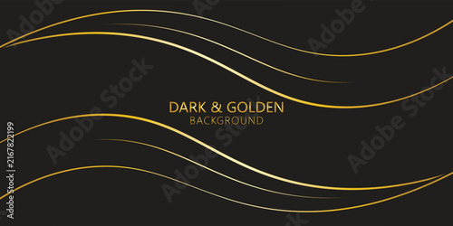 Dark Black and Golden Luxury Wave Line Abstract Background