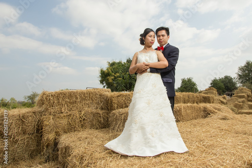 Thai Portrait Wedding on stack with sky