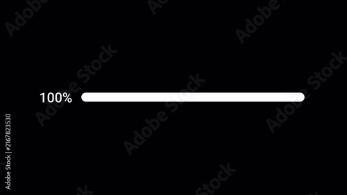 Loading progress bar animation from 0 to 100% with transparent background, Animated progress bar from 0 to 100% increasing percentage with alpha channel, Loading progress bar video
