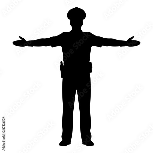 Silhouette of Person with Arms Outstretched in Open Stance.