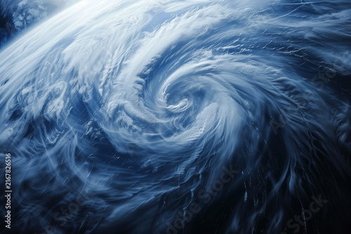 Eye of the hurricane Storm, showcasing the immense swirling clouds and the calm.