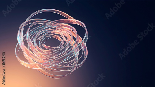 Concentric Iridescent Peach Glass Loops Modern Keynote Header