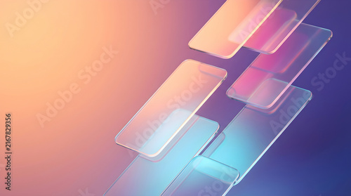 Diagonal Chromatic Sunset Glass Plates Abstract 3D Backdrop