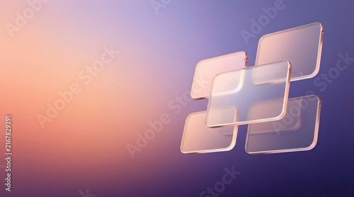 Floating Iridescent Glass UI Plates Fintech UI Background