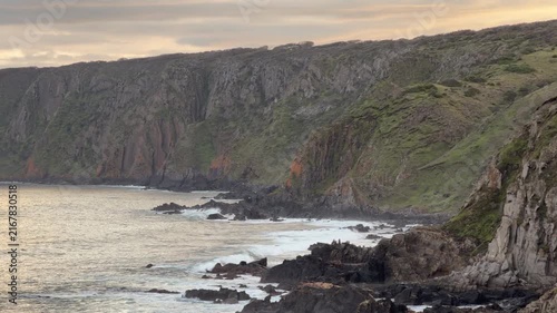 Panning over the Waitpinga Cliffs on the Heysen Trail in South Australia in 4k footage
