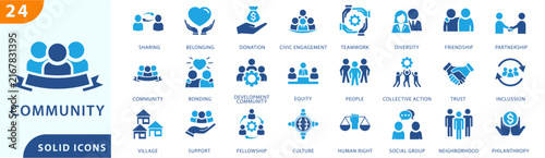 community icons. community icon set. Set icon of community. Vector illustration editable.	