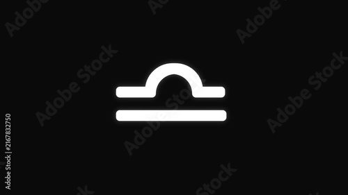 Libra Zodiac Sign Glowing White Icon on Black Background
