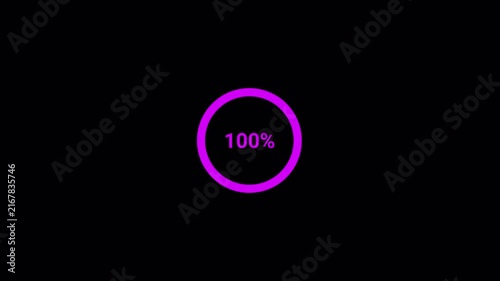 Circle Loading animation from 0 to 100 with transparent background, Animated circle loading from 0 to 100 increasing percentage with alpha channel, Circle loading video