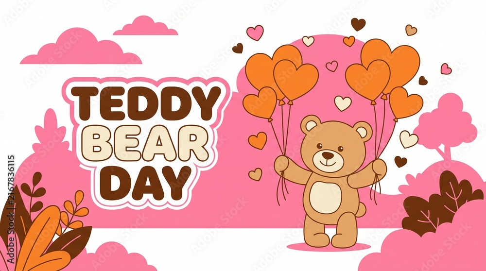 Naklejka premium An adorable teddy bear illustration for Teddy Bear Day. 