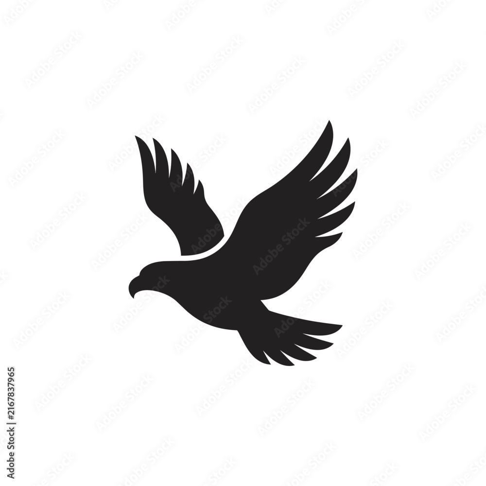 Fototapeta premium Minimalist Black Flying Eagle Silhouette Icon