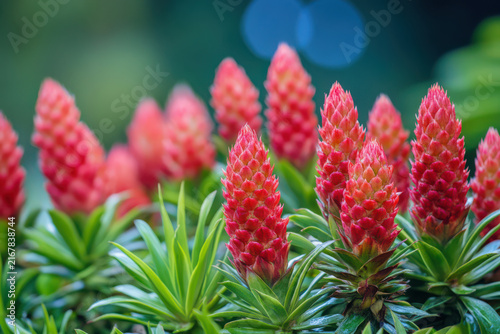 Vibrant red flower buds amidst green leaves