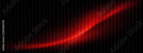 Foto Abstract red light wave on black background, glowing neon motion blur across vertical lines