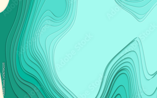 Принти на полотні 3D Render A stylized, abstract composition of layered wavy forms resembling waves or undulating hills