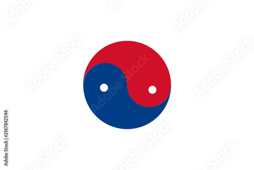 Red and Blue Yin Yang Symbol Representing Balance, Harmony and Duality in Circular Design