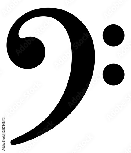 Foto Black Bass Clef Symbol on White Background