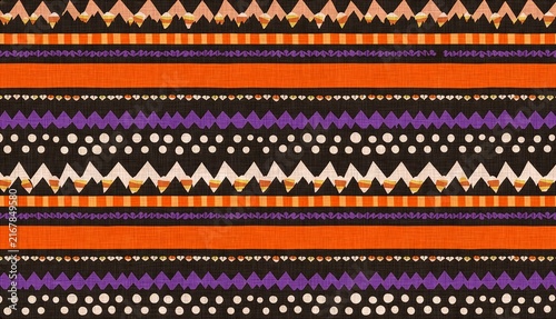 ハロウィンカラーを基調とした規則的なストライプと幾何学模様のアート　Art of Regular Stripes and Geometric Patterns Based on Halloween Colors