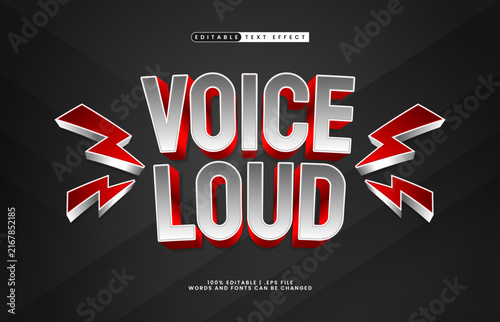 Voice Loud - Metallic Chrome 3D Editable Text Effect