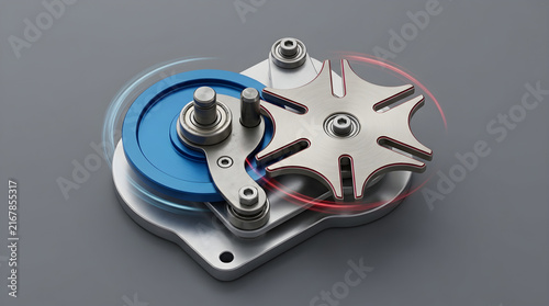 Fototapeta Kinematic study of a Geneva drive mechanism for precise intermittent rotational motion