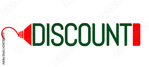 Green Discount Text Banner with Red Hanger Hook Icon for Fashion Sale Promotion
