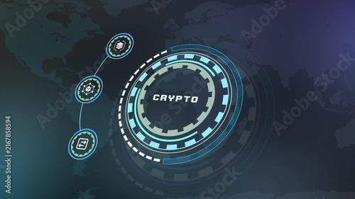 Crypto technology concept featuring digital currency, secure transactions, virtual assets, financial networks and fintech innovation.