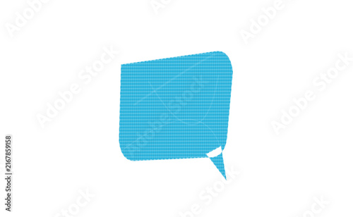 Blue speech bubble icon with grid texture isolated on white background