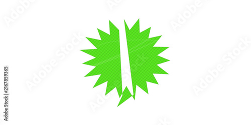 Green starburst sticker isolated on white background for sale and promotion graphic design