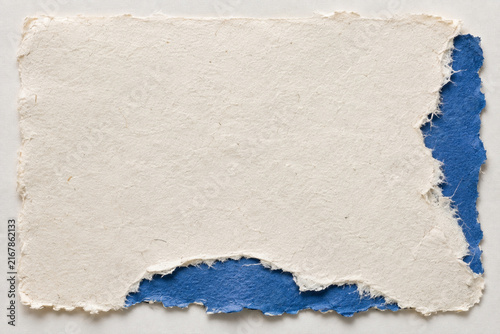 Semi Transparent Paper Texture with Torn Deckled Edges and Blue Accents